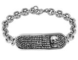 David Sigal Men's Skull Bracelet with Synthetic Crystals in Stainless Steel